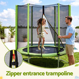 Everfit 6FT Kids Trampoline Round Rebounder with Enclosure Net Green - Low Angle