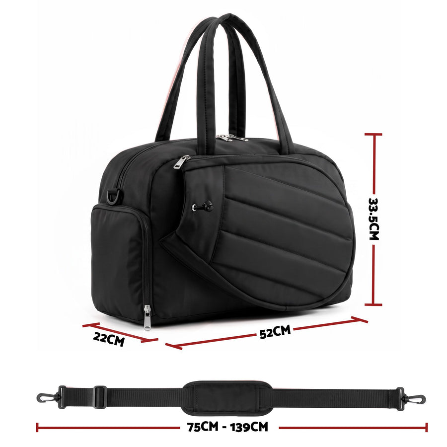 Everfit Tennis Tote Bag Gym Bag Sports Duffle Bags Holds 2 Rackets Black, image 2