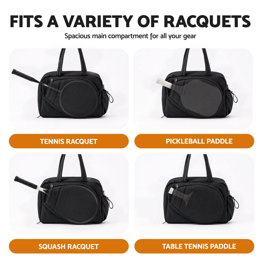 Everfit Tennis Tote Bag Gym Bag Sports Duffle Bags Holds 2 Rackets Black, image 6