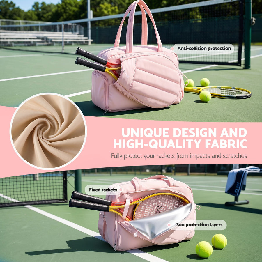 Everfit Tennis Tote Bag Gym Bag Sports Duffle Bags Holds 2 Rackets Pink, image 5