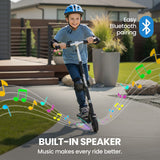 ALPHA Edge Electric Scooter Kids/Teens, 16km/h Max, Adjustable Height, UL Certified, AU Compliant, Dual Brakes, Bluetooth Music, LED, Black - Top-Down View