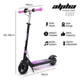 ALPHA Edge Electric Scooter Kids/Teens, 16km/h Max, Adjustable Height, UL Certified, AU Compliant, Dual Brakes, Bluetooth Music, LED, Pink - Rear View