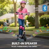 ALPHA Edge Electric Scooter Kids/Teens, 16km/h Max, Adjustable Height, UL Certified, AU Compliant, Dual Brakes, Bluetooth Music, LED, Pink - 45-Degree Angle