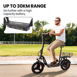 ALPHA Rover Electric Scooter with Seat, 500W 48V 25km/h 30km Range, 14-inch Tyres, Motorised Commute - Side View