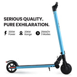 ALPHA Peak 300W 10Ah Electric Scooter, Suspension, for Adults or Teens, Blue - Front View