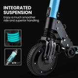 ALPHA Peak 300W 10Ah Electric Scooter, Suspension, for Adults or Teens, Blue - 45-Degree Angle