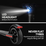 ALPHA Peak 300W 10Ah Electric Scooter, Suspension, for Adults or Teens, Black - Top-Down View