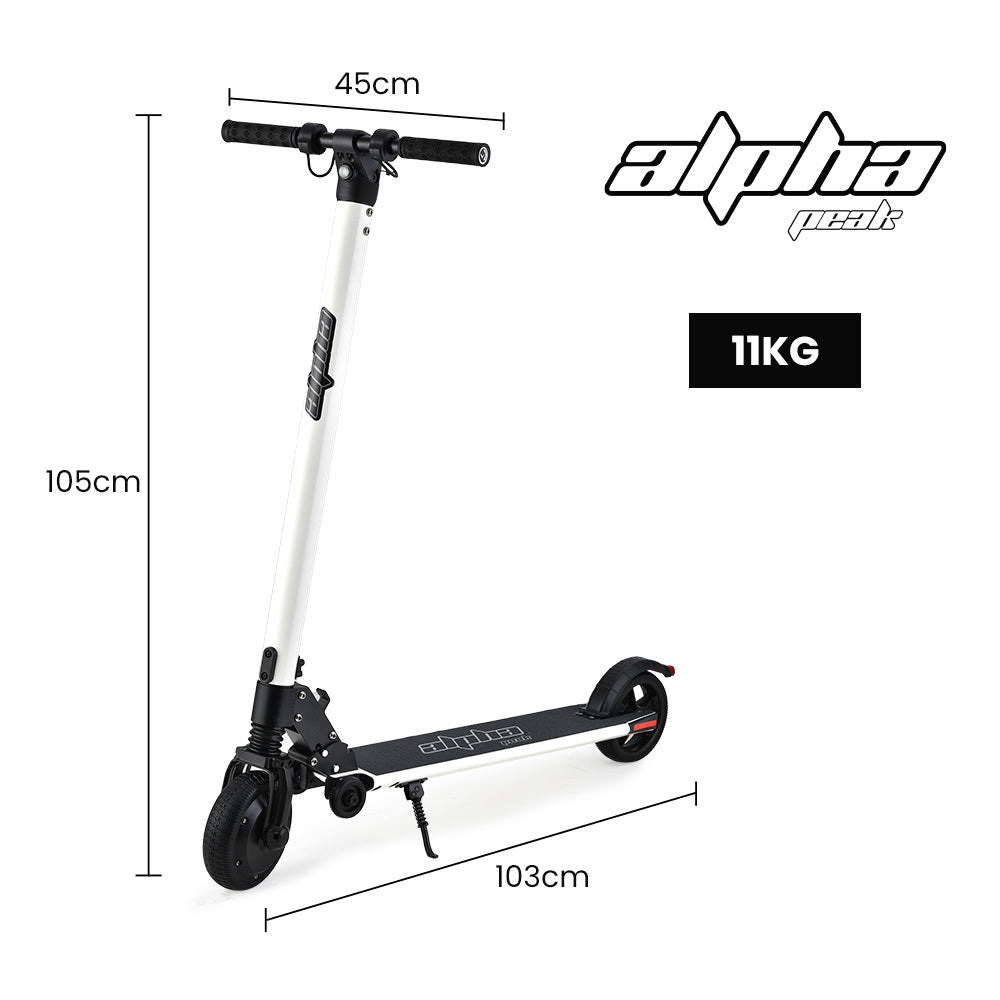 ALPHA Peak 300W 10Ah Electric Scooter, Suspension, for Adults or Teens, White