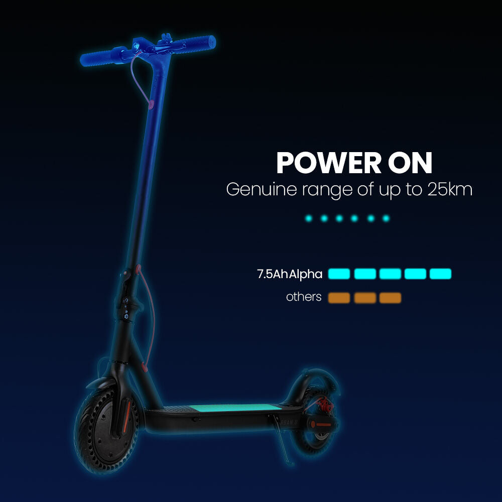 ALPHA Urban 8 Electric Scooter, Suspension, 25km Range, 8.5-Inch Wheels, Brushless Motor, Motorised Commuter eScooter for Adults, Grey