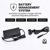 ALPHA Urban 8 Electric Scooter, Suspension, 25km Range, 8.5-Inch Wheels, Brushless Motor, Motorised Commuter eScooter for Adults, Black - 45-Degree Angle