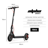 ALPHA Urban 8 Electric Scooter, Suspension, 25km Range, 8.5-Inch Wheels, Brushless Motor, Motorised Commuter eScooter for Adults, Black - Rear View