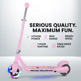 ROVO KIDS WhizKid Electric Scooter, Ages 5-11, Adjustable Height, AU Compliant, Lithium Battery, Brushless Motor, Pink - Front View