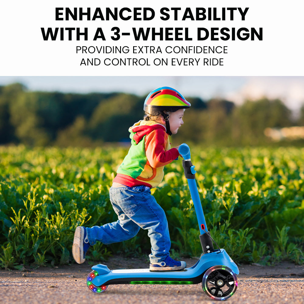 ROVO KIDS 3-Wheel Electric Scooter , Ages 3-8, Adjustable Height, AU Compliant, Lithium Battery, Blue