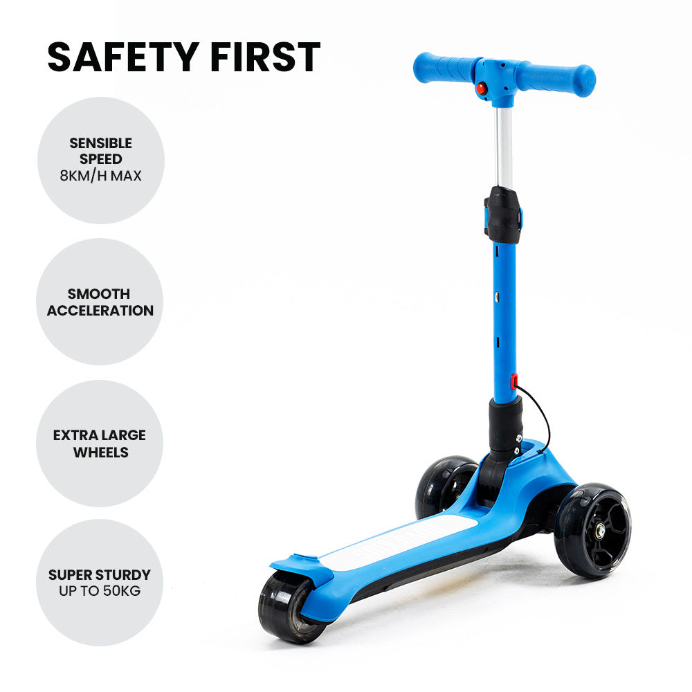 ROVO KIDS 3-Wheel Electric Scooter , Ages 3-8, Adjustable Height, AU Compliant, Lithium Battery, Blue