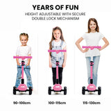 ROVO KIDS 3-Wheel Electric Scooter , Ages 3-8, Adjustable Height, AU Compliant, Lithium Battery, Pink