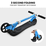 ROVO KIDS Electric Scooter, Ages 5-11, Adjustable Height, Folding, Lithium Battery, Blue - 45-Degree Angle