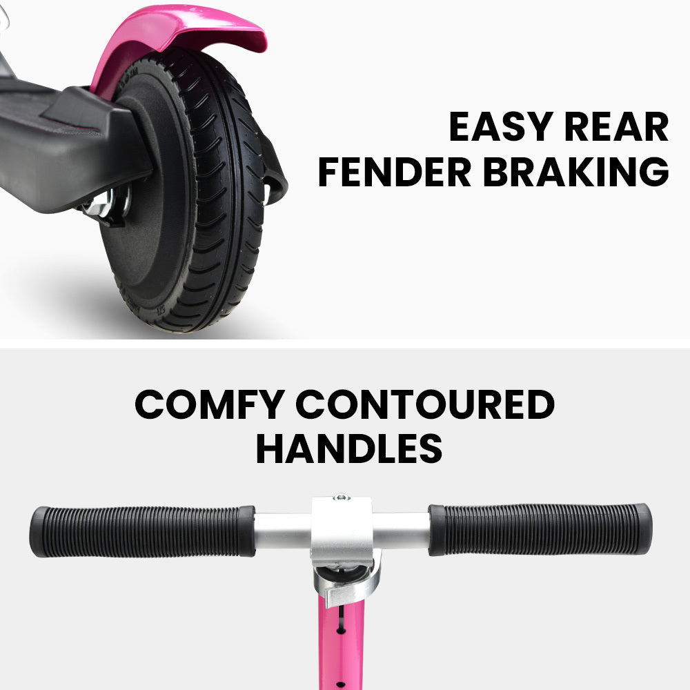 ROVO KIDS Electric Scooter, Ages 5-11, Adjustable Height, Folding, Lithium Battery, Pink