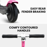 ROVO KIDS Electric Scooter, Ages 5-11, Adjustable Height, Folding, Lithium Battery, Pink - Low Angle
