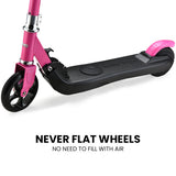 ROVO KIDS Electric Scooter, Ages 5-11, Adjustable Height, Folding, Lithium Battery, Pink - Close-Up Angle