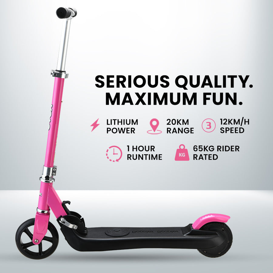 ROVO KIDS Electric Scooter, Ages 5-11, Adjustable Height, Folding, Lithium Battery, Pink