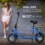 VALK Electric Scooter with Seat, Disc brakes, 12' Tyres, AU Compliant, for Adults, Teens, Commuter, Blue