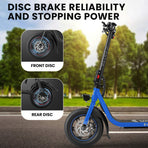 VALK Electric Scooter with Seat, Disc brakes, 12' Tyres, AU Compliant, for Adults, Teens, Commuter, Blue