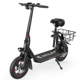 VALK Electric Scooter with Seat, Disc brakes, 12' Tyres, AU Compliant, for Adults, Teens, Commuter, Black