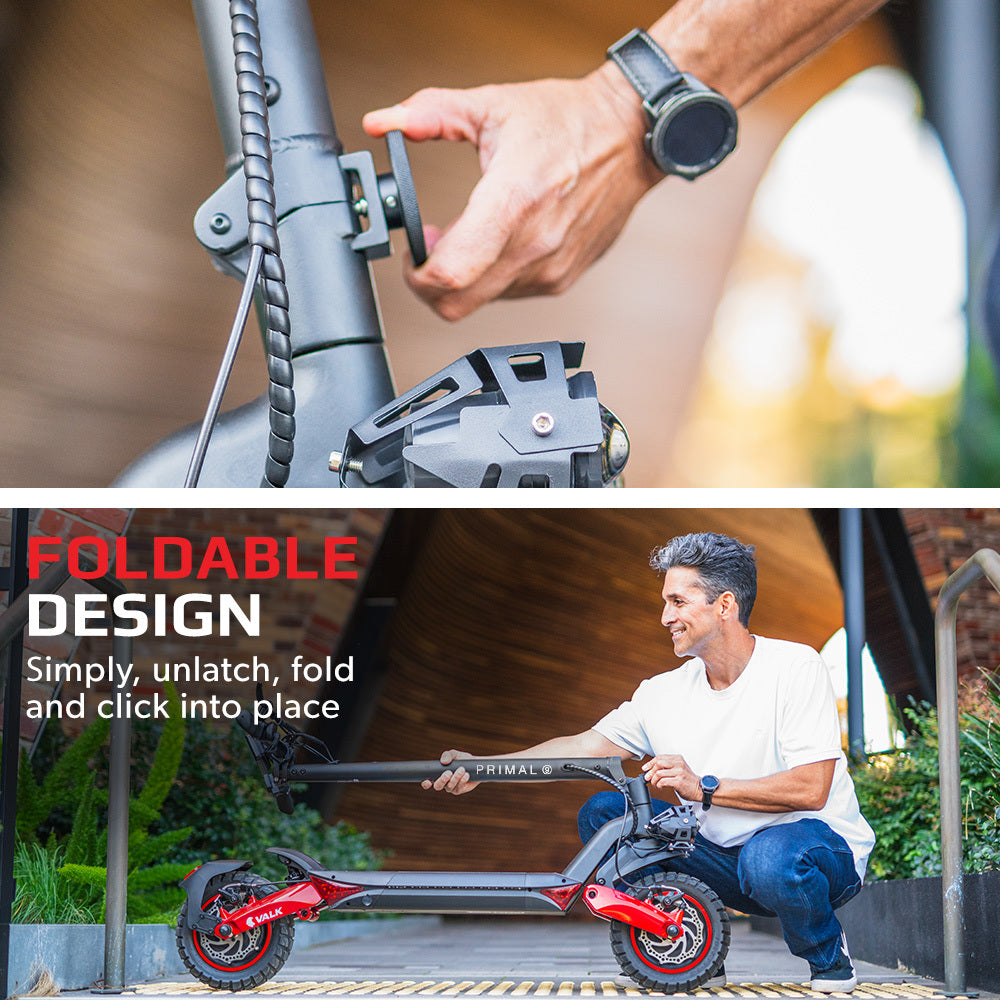 VALK Primal 9 Dual Motor Electric Scooter, 1600W, AU Compliant, for Extreme Hill Climbing, Black/Red