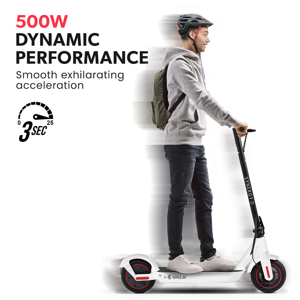 VALK Synergy 7 Electric Scooter, 500W 15Ah, AU Compliant, Motorised eScooter for Adults, White