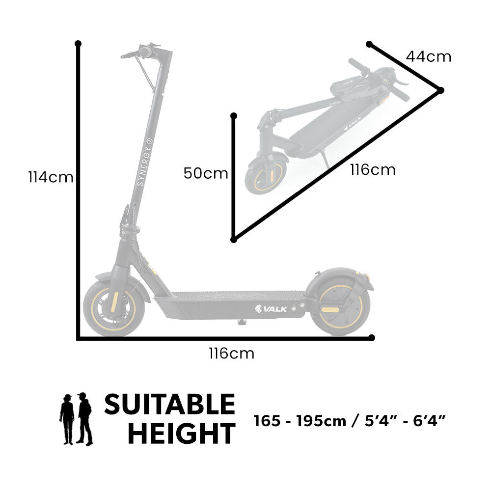 VALK Synergy 7 Electric Scooter, 500W 15Ah, AU Compliant, Motorised eScooter for Adults, Black/Yellow