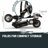 BULLET Black 48V 1000W Turbo w/ LED Folding Electric Scooter For Adults- Stealth 1-6 - Rear View
