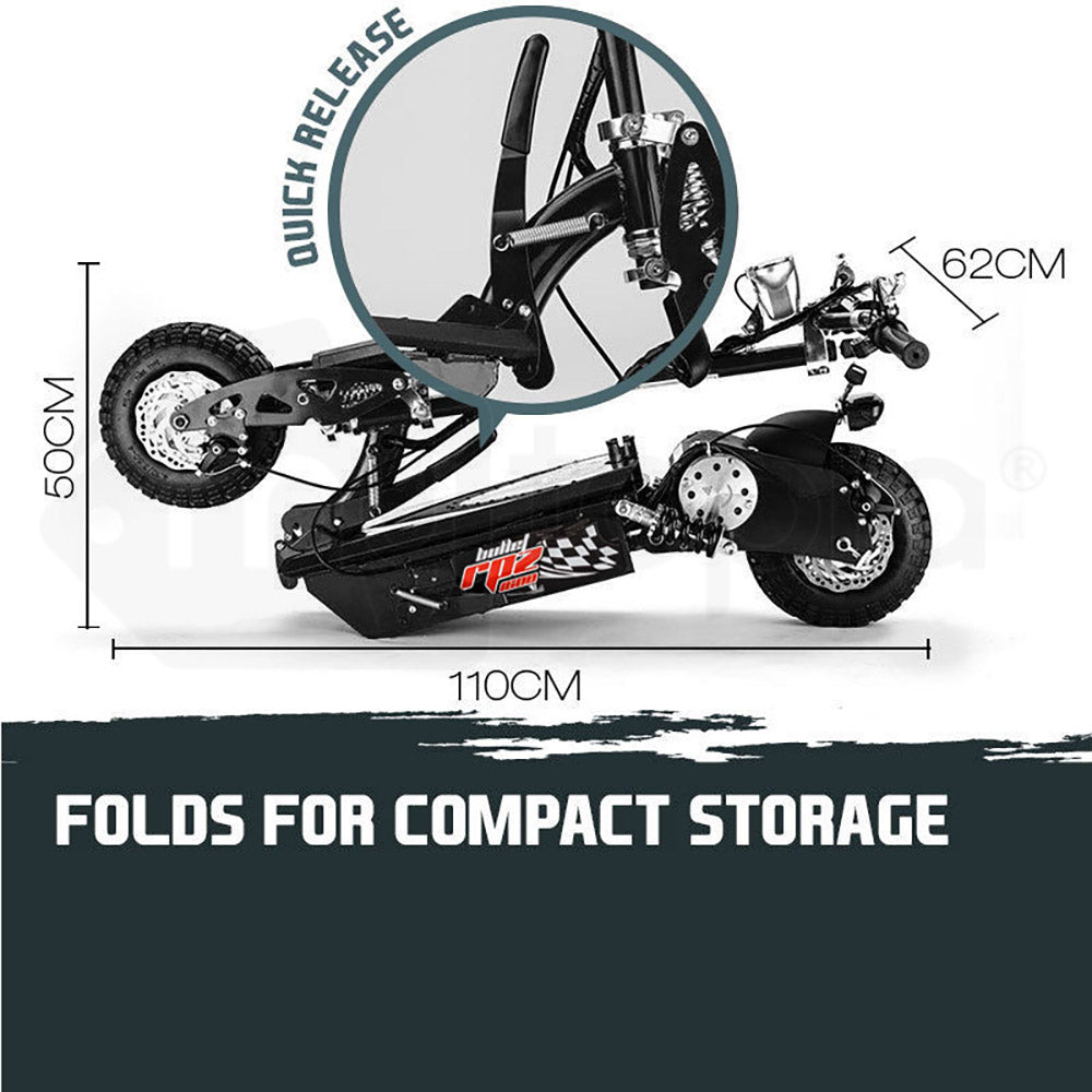 BULLET Black/Red 48V 1000W Turbo w/ LED Folding Electric Scooter For Adults - RPZ1600