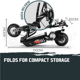 BULLET® Black/Red 48V 1000W Turbo w/ LED Folding Electric Scooter For Adults - RPZ1600 - Rear View