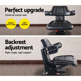 Giantz Tractor Seat Forklift Excavator Truck Universal Digger Chair PU Leather - Side View