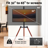 Artiss TV Stand 32-65 inch LED LCD Screen Wooden Tripod Easel Height Adjustable - Rear View
