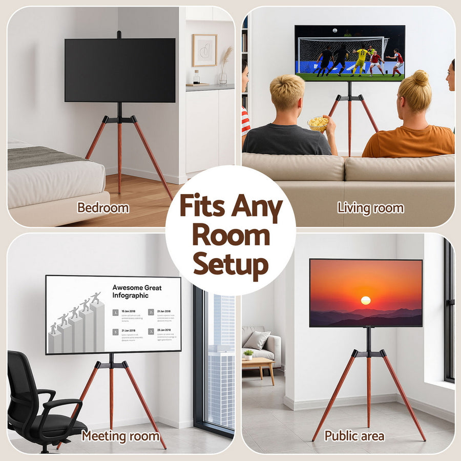 Artiss TV Stand 32-65 inch LED LCD Screen Wooden Tripod Easel Height Adjustable