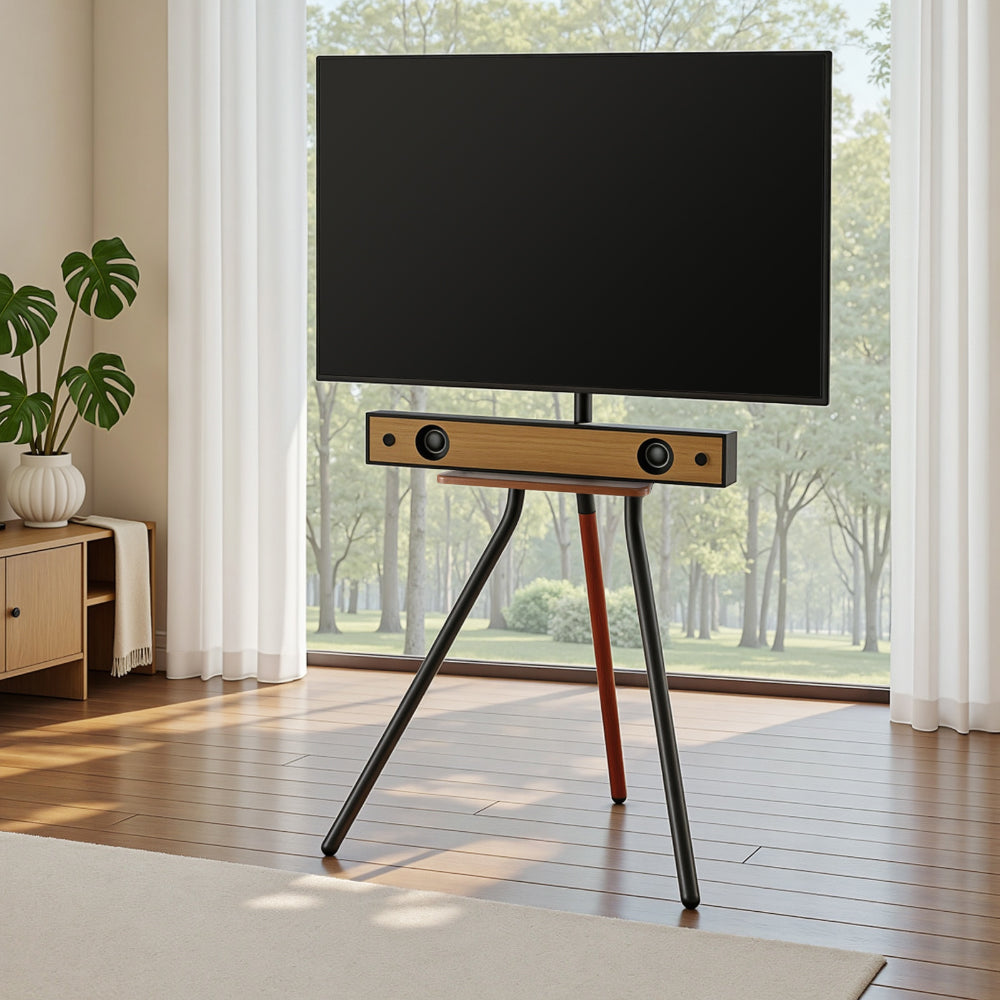 Artiss TV Stand Wooden Tray 24-55" Swivel Height Adjustable