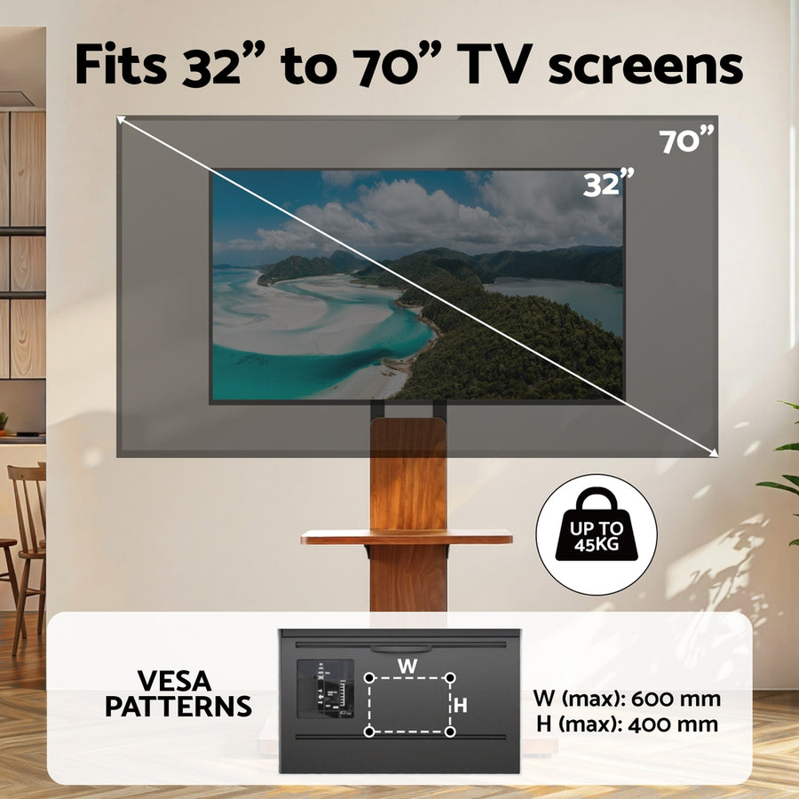 Artiss TV Stand 32-70" Wooden Tray Swivel Height Adjustable