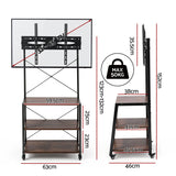 Artiss Mobile TV Stand 32-65 Inch TVs Mount 50kg with 3 MDF Shelves Lockable Wheels Adjustable Feet - Front View