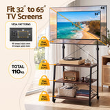 Artiss Mobile TV Stand 32-65 Inch TVs Mount 50kg with 3 MDF Shelves Lockable Wheels Adjustable Feet - Top-Down View