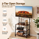Artiss Mobile TV Stand 32-65 Inch TVs Mount 50kg with 3 MDF Shelves Lockable Wheels Adjustable Feet - 45-Degree Angle