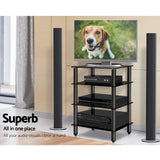 Artiss TV Stand 4 Tiers Storage Shelf Rack Tempered Glass Entertainment Unit - Rear View
