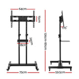 Artiss Mobile TV Stand for 23-65 TVs Mount Bracket Portable Solid Trolley Cart - Top-Down View