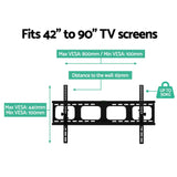 Artiss Heavy-Duty TV Wall Mount for 42-90 LED LCD Screens - Slim Low Profile with Tilt Function - Rear View