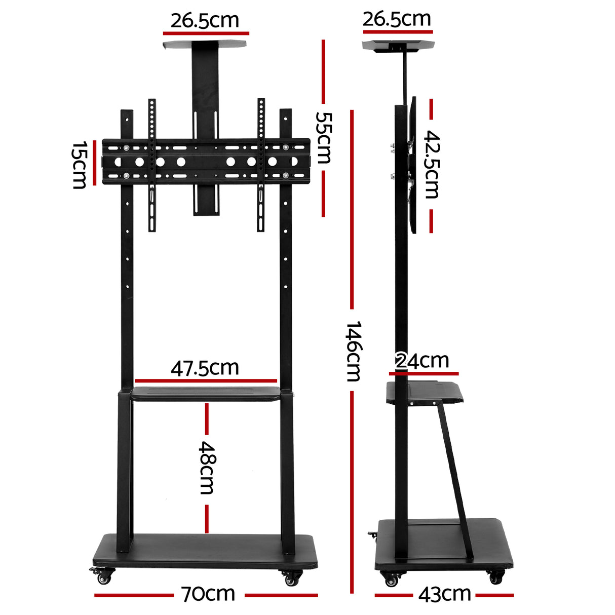 Artiss Mobile TV Stand for 32-75 TVs