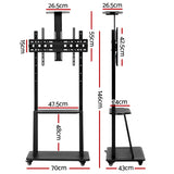 Artiss Mobile TV Stand for 32-75 TVs - Top-Down View