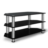 Artiss TV Stand 3 Tiers Storage Shelf Rack Tempered Glass Entertainment Unit - Side View