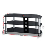 Artiss TV Stand 3 Tiers Storage Shelf Rack Tempered Glass Entertainment Unit - Top-Down View