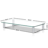 Artiss Monitor Stand Riser with Height Adjustable Computer Laptop Printer Screen Glass Display Shelf