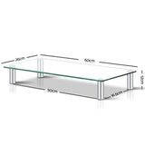 Artiss Monitor Stand Riser with Height Adjustable Computer Laptop Printer Screen Glass Display Shelf - Front View